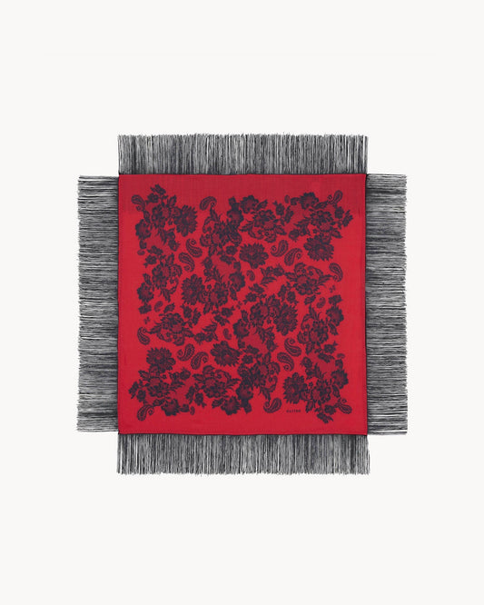 Grand Bandana Helia Lace Fringes rouge corail