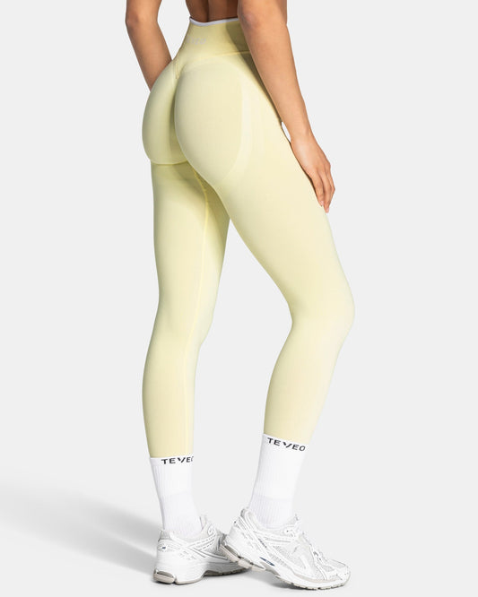 TEVEO Leggings Sculpt Scrunch Contrastline "Butter Yellow"