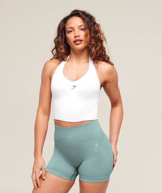 Gymshark Halter Neck Cami with Shelf - White