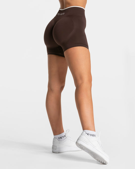TEVEO Shorts Sculpt Scrunch Contrastline "Espresso"