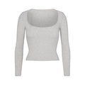 Skims Cotton Jersey Scoop Neck Long Sleeve Light Heather Grey