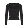Skims Cotton Jersey Scoop Neck Long Sleeve Soot