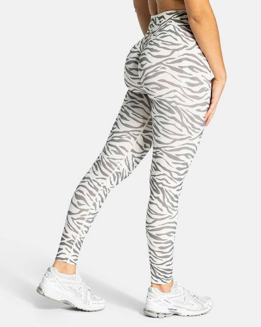 TEVEO Leggings Sculpt Scrunch Contrastline “Stampa zebrata nel colore Off White"