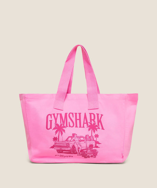 GYMSHARK Get in Loser, We're Going Lifting Tote Focus Pink